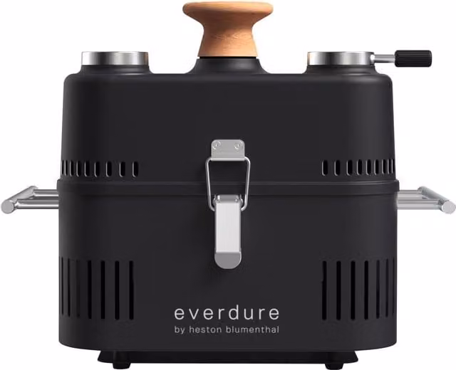 Everdure by Heston Blumenthal CUBE 360 Portable Tabletop Charcoal Grill with Thermometer, Black