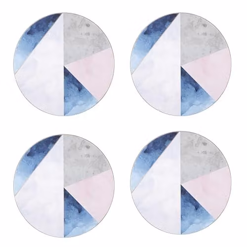 Creative Tops Geometric Palette Round Absorbent Cork-Backed Drinks Coasters, Diameter: 12 cm, Multicolour (Set of 4) – 1