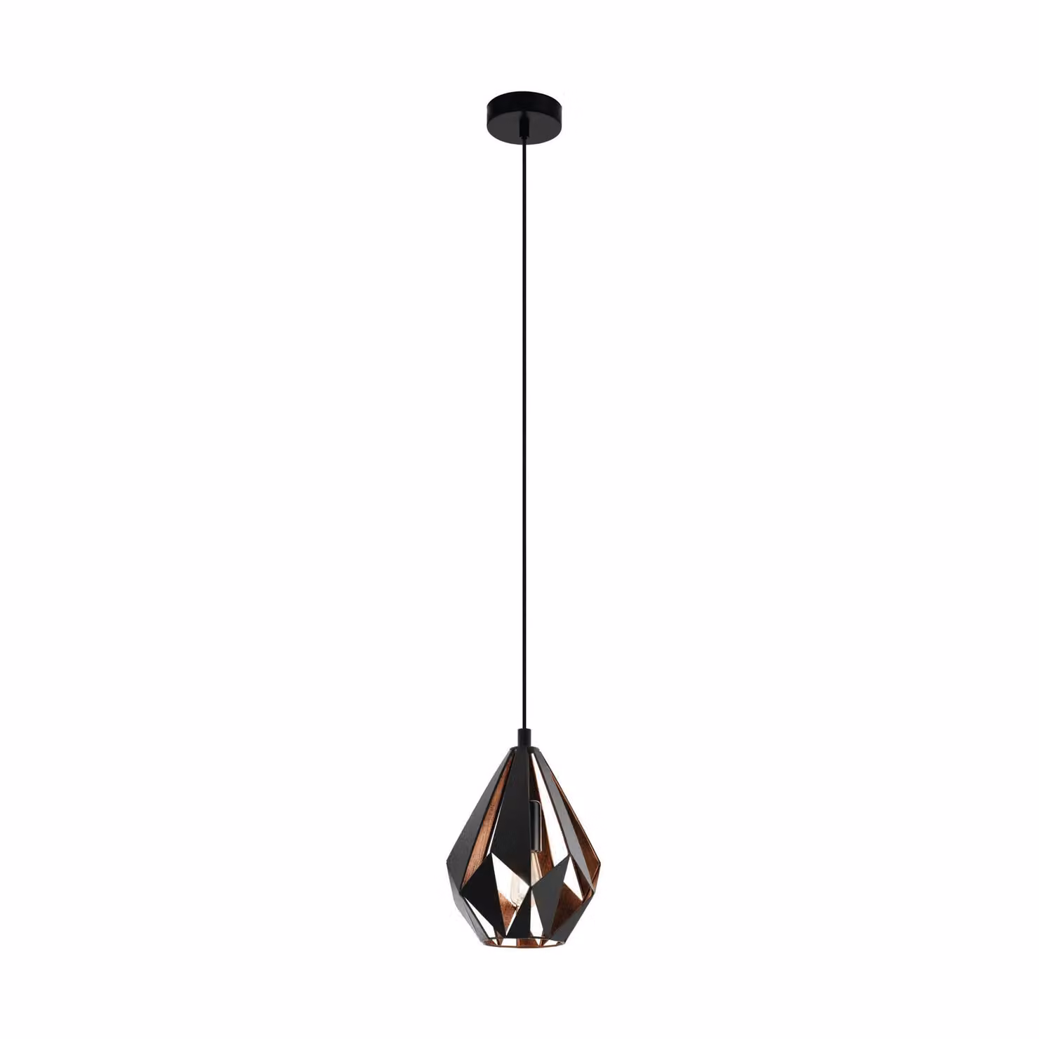Eglo Carlton 1 Vintage Single Pendant Light in Black and Copper – 3