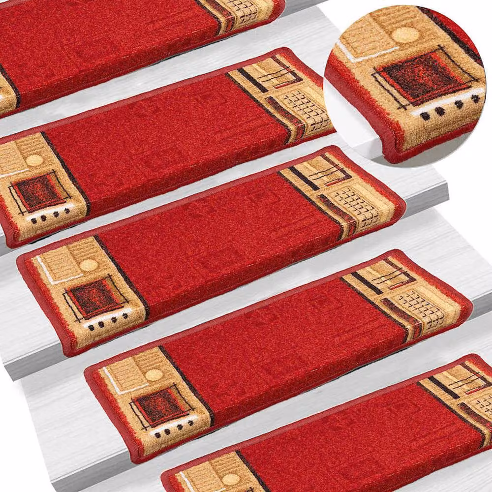 Berkfield Home Self-adhesive Stair Mats, 15 Pieces, Red, W: 65 cm, D: 21 cm, H: 4 cm – 2
