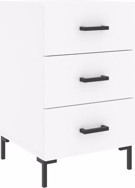 Berkfield Home White Modern Bedside Cabinet W/D/H: 40 x 40 x 66 cm