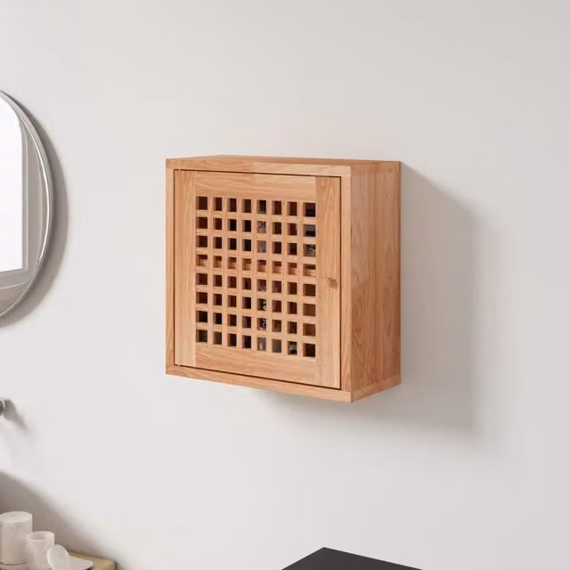 Berkfield Home Wall Mounted Walnut Wood Cabinet in Brown, W/D/H: 42 x 18 x 42 cm – 1