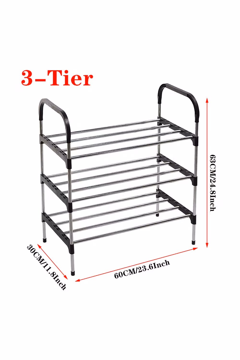H&O Direct 3 Tier Stackable Plastic Shoe Rack Organizer in Black – 2