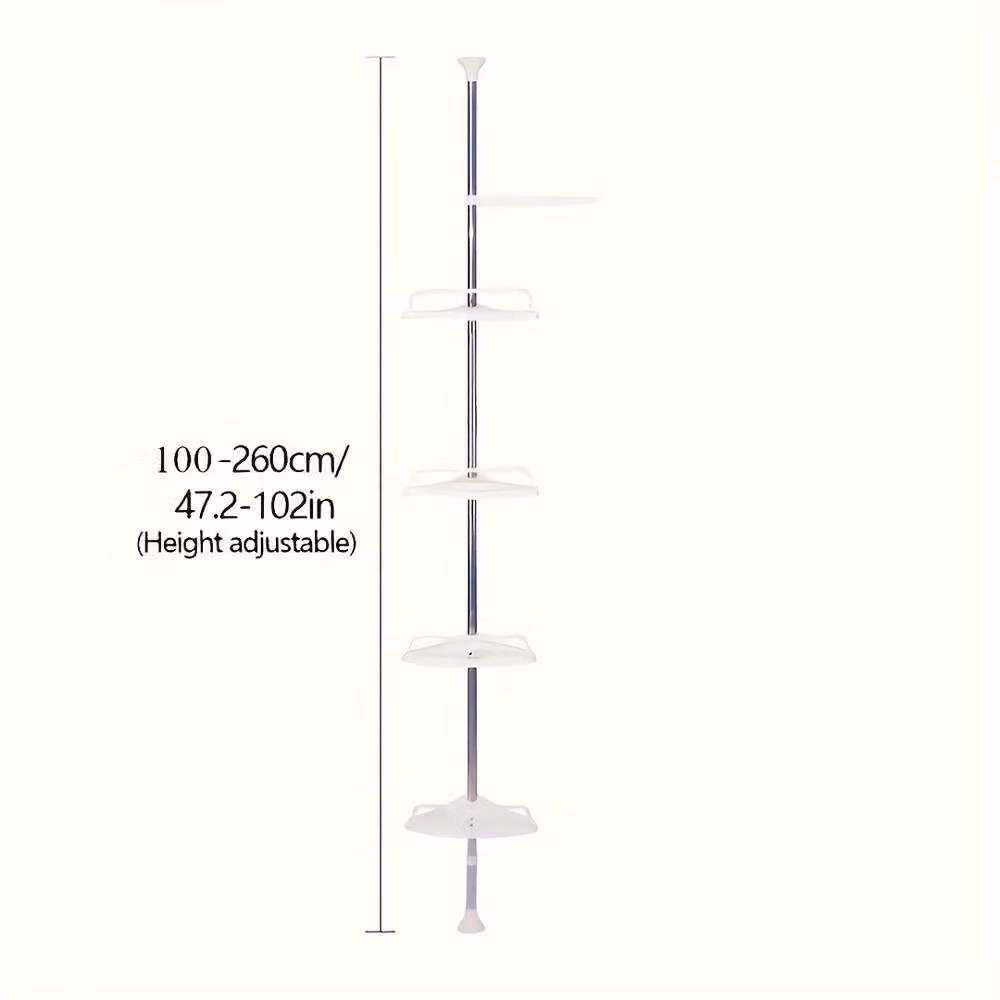 VOGREX 4 Tier White Adjustable Telescopic Bathroom Corner Wall Shelf Rack – 2