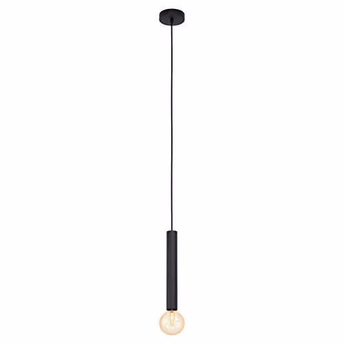 Loops Modern Black Metal Pendant Light with E27 Bulb Holder and Adjustable Drop Height