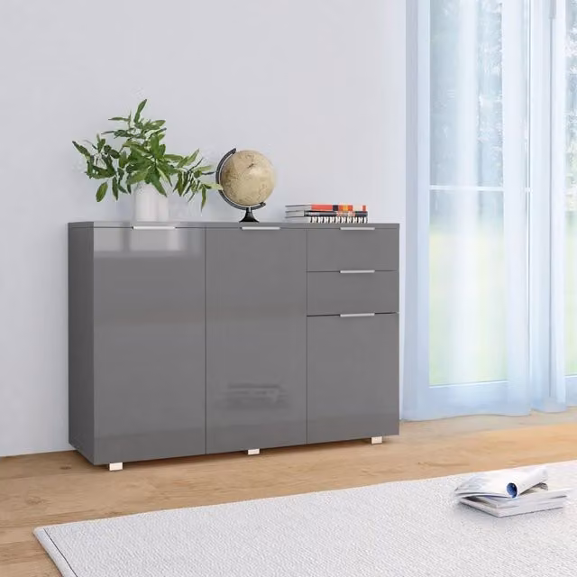 Berkfield Home Modern High Gloss Grey Sideboard W/D/H: 107 x 35 x 76 cm – 1