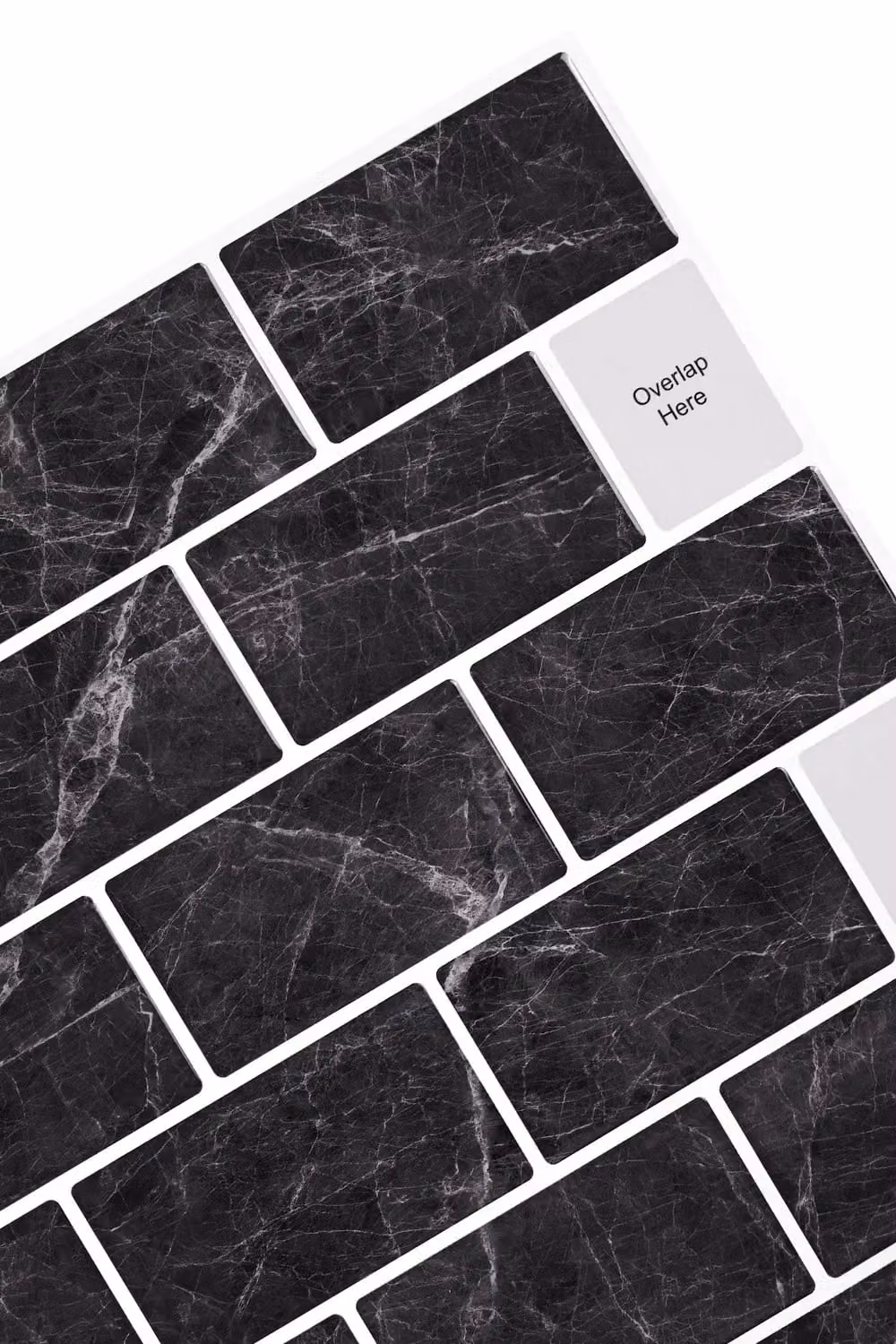 Living and Home 10 Pcs Black Marquina Marble 3D Peel and Stick Subway Wall Tile Stickers – 6