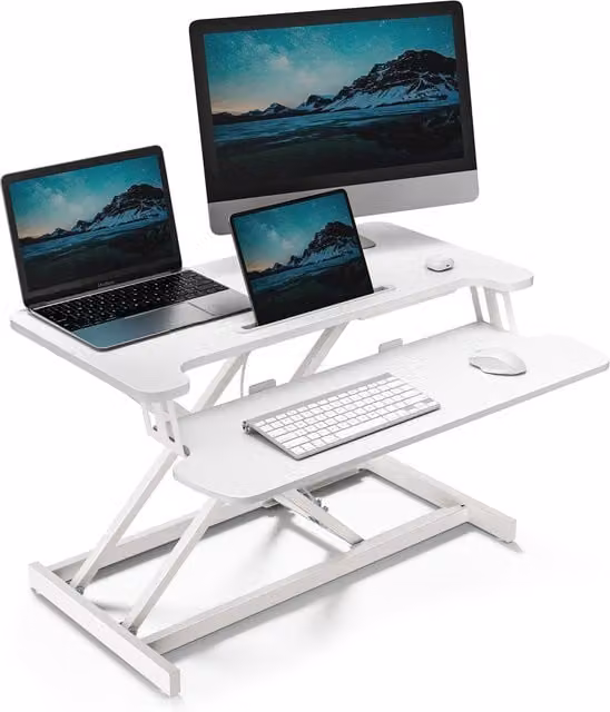 VonHaus Adjustable Electric Standing Desk in White, W: 80 cm, D: 51 cm