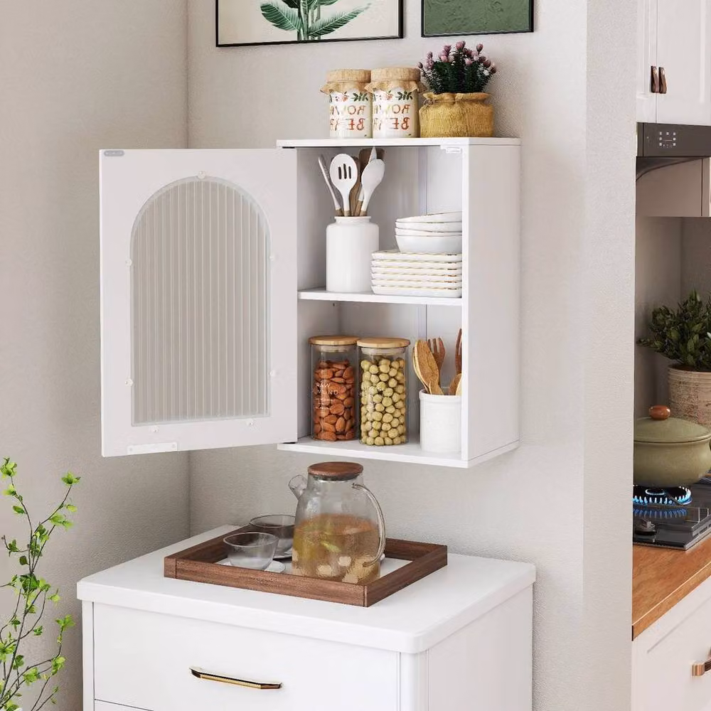 Kelvenix Modern White Wall-Mounted Bathroom Medicine Cabinet with Glass Doors and Internal Shelves – 2