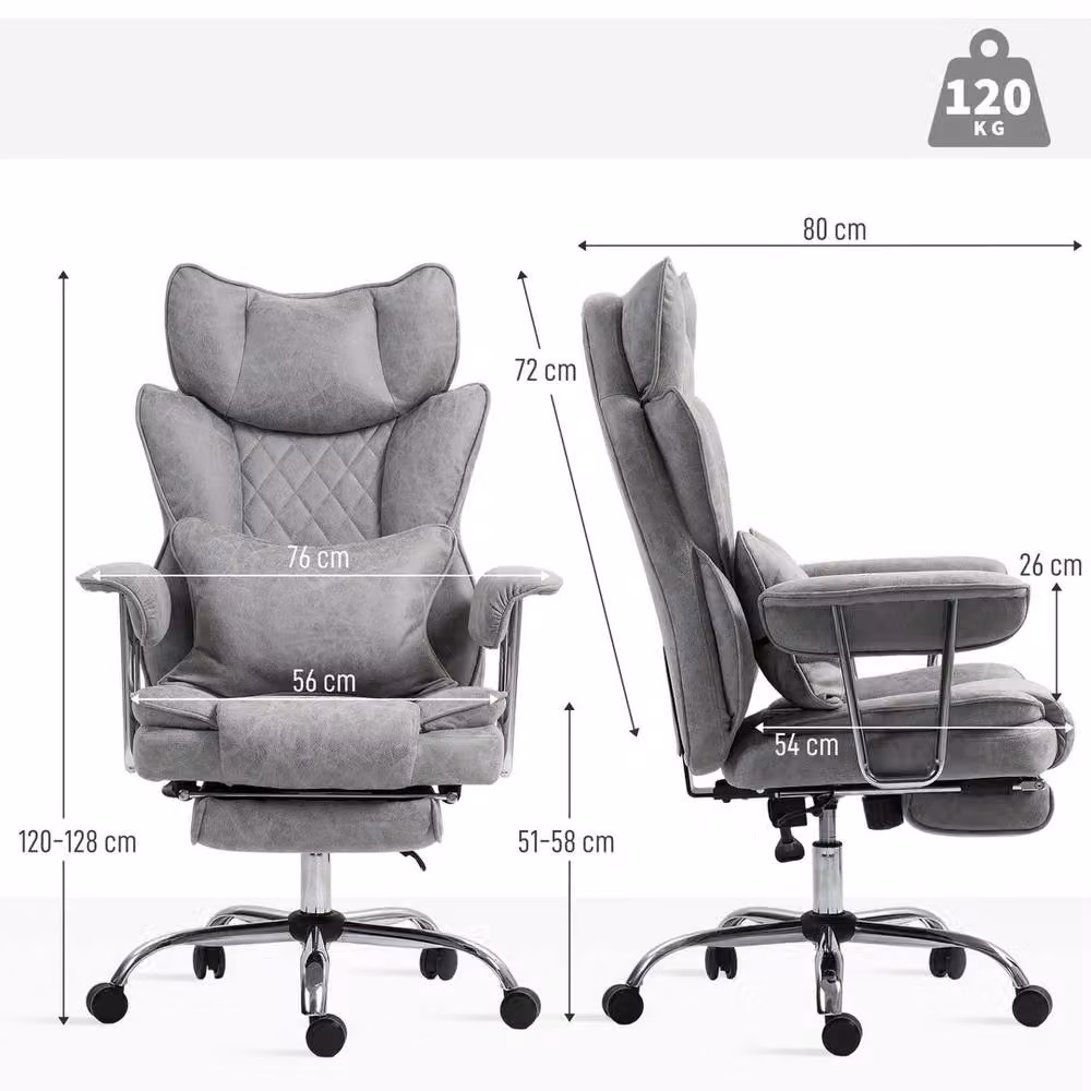 EONLION Grey Fabric Executive Home Office Chair with Headrest – 2