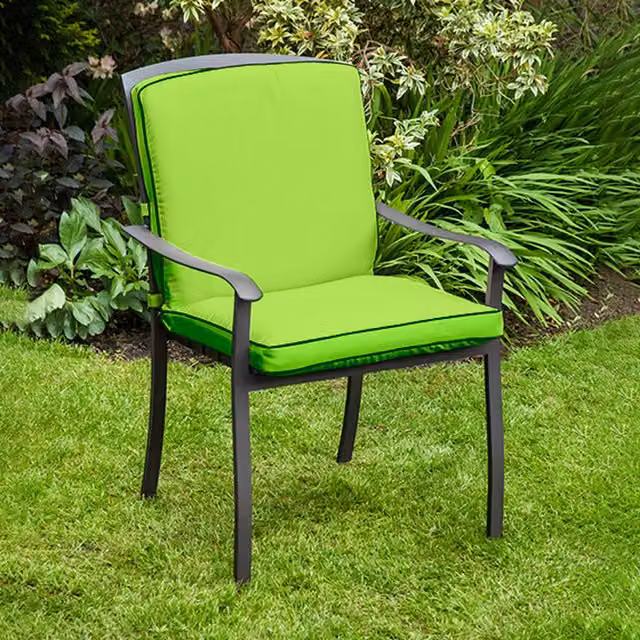 Gardenista Lucca High Back Garden Chair Cushion in Green with Water Repellent Polyester and Tie Cords