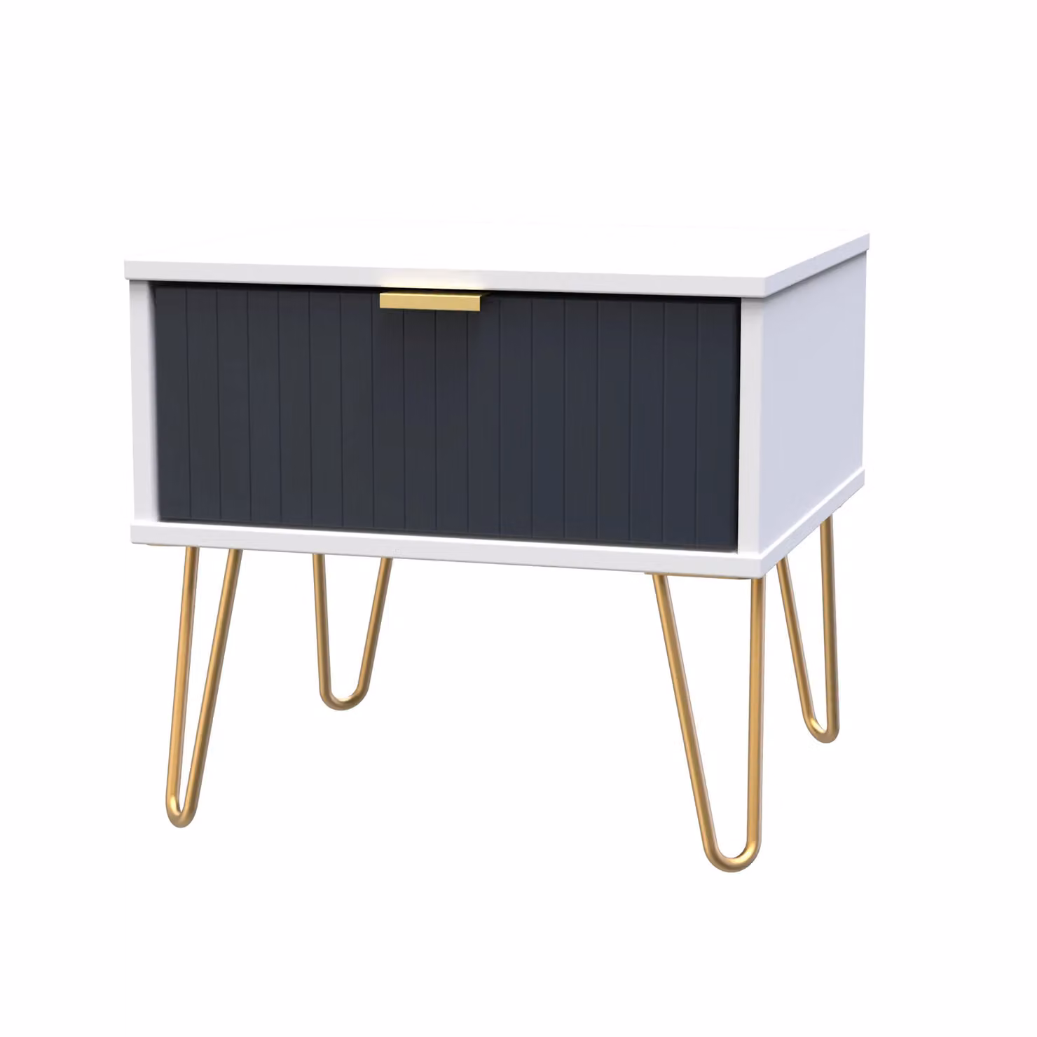 2 U Bexley 1 Drawer Bedside Table in Dark Blue and Gold – 2