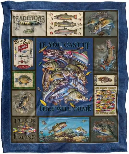 JQ Licensing Fishing Silky Touch Super Soft White Fleece Throw Blanket W: 152 cm, D: 127 cm – 5