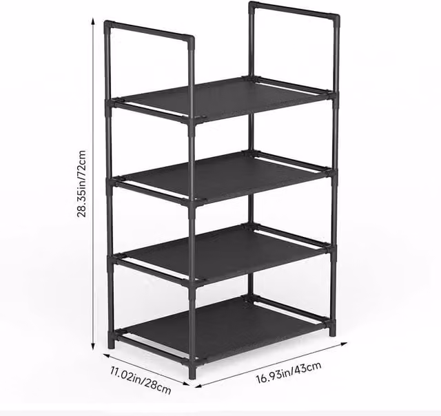 SPETLEK 4-Tier Metal Shoe Rack in Black – 1