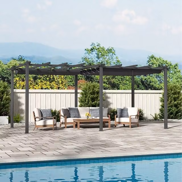 Lifeideas Modern Aluminium Garden Pergola in Matt Black, 600cm