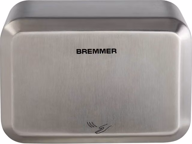 Bremmer Nano Blade Compact Wall Mounted Hand Dryer in Silver Brushed Stainless Steel