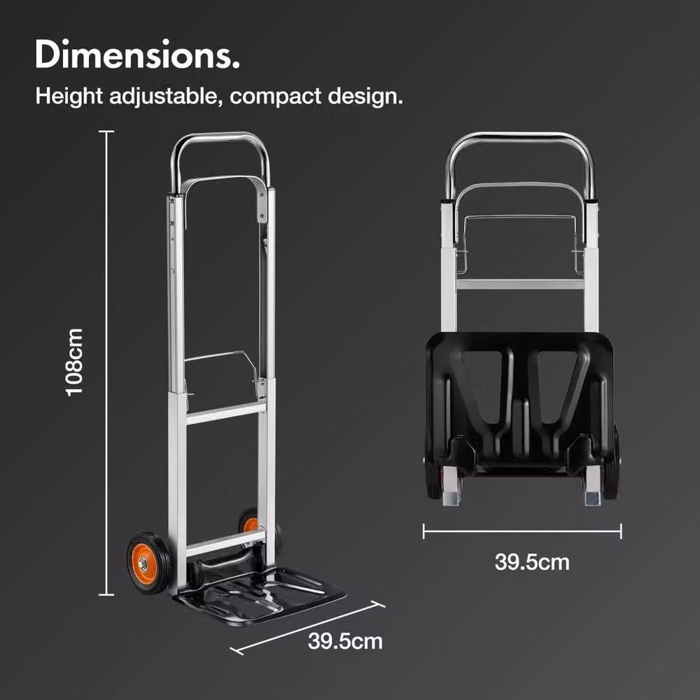 NESTLUNE Folding Sack Truck Hand Trolley in Silver, 90kg Capacity, W: 52 cm x H: 108 cm – 2