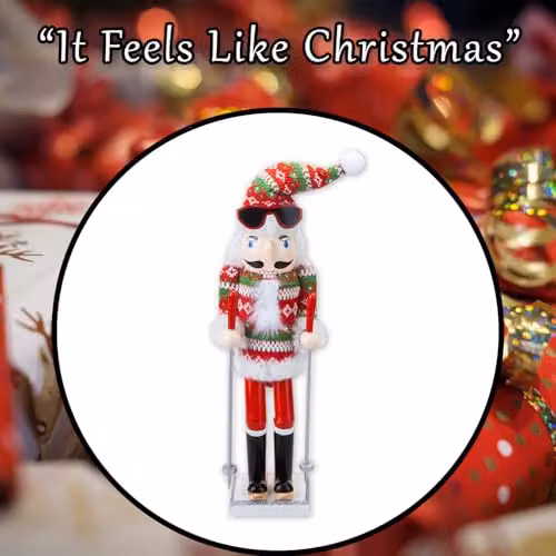 VFM e-Store Nutcracker Skier Wooden Christmas Decoration in Red and Multicolour, W/D/H: 41.4 x 12.1 x 10.6 cm – 7