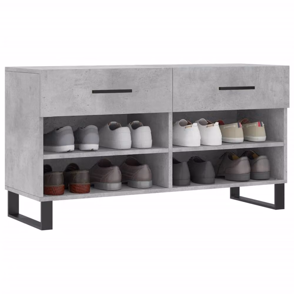 Berkfield Home Industrial Shoe Bench in Concrete Grey, W/D/H: 102 x 35 x 55 cm – 3