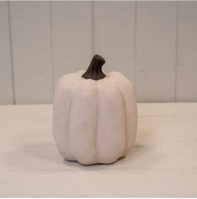 KDMD Medium White Ceramic Pumpkin Tabletop Ornament for Autumn and Halloween
