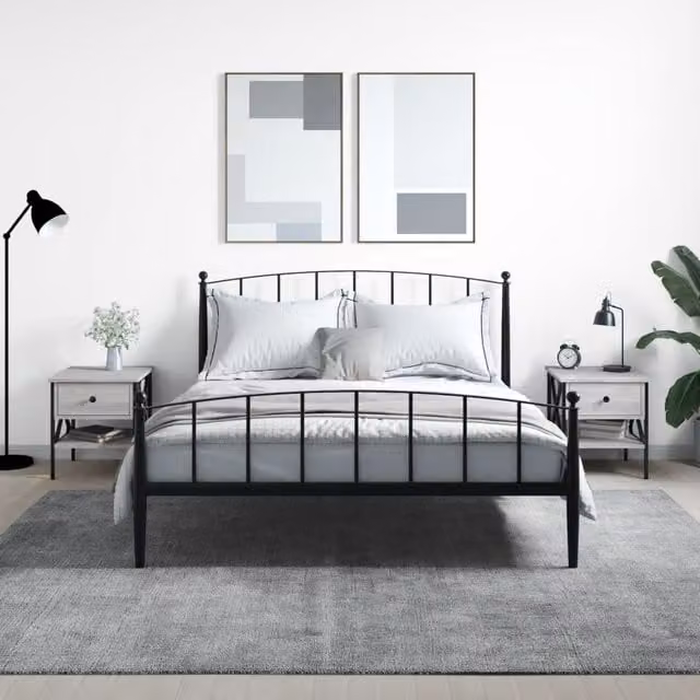 Berkfield Home Set of 2 Grey Sonoma Bedside Tables, W/D/H: 40 x 42 x 45 cm – 1