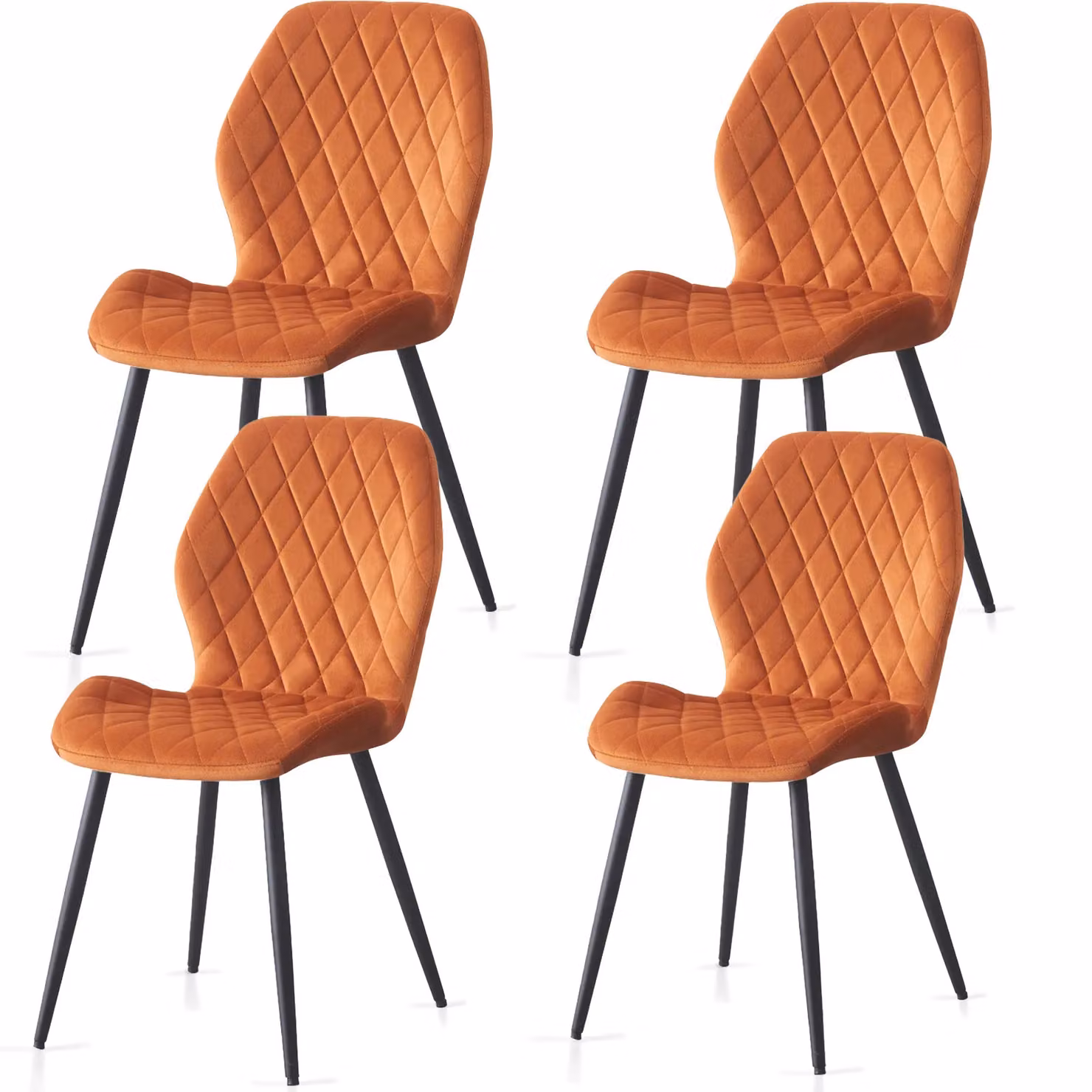 SONARA Modern Velvet Dining Chairs Set of 4 with Ergonomic Curved Backrest in Orange – 2