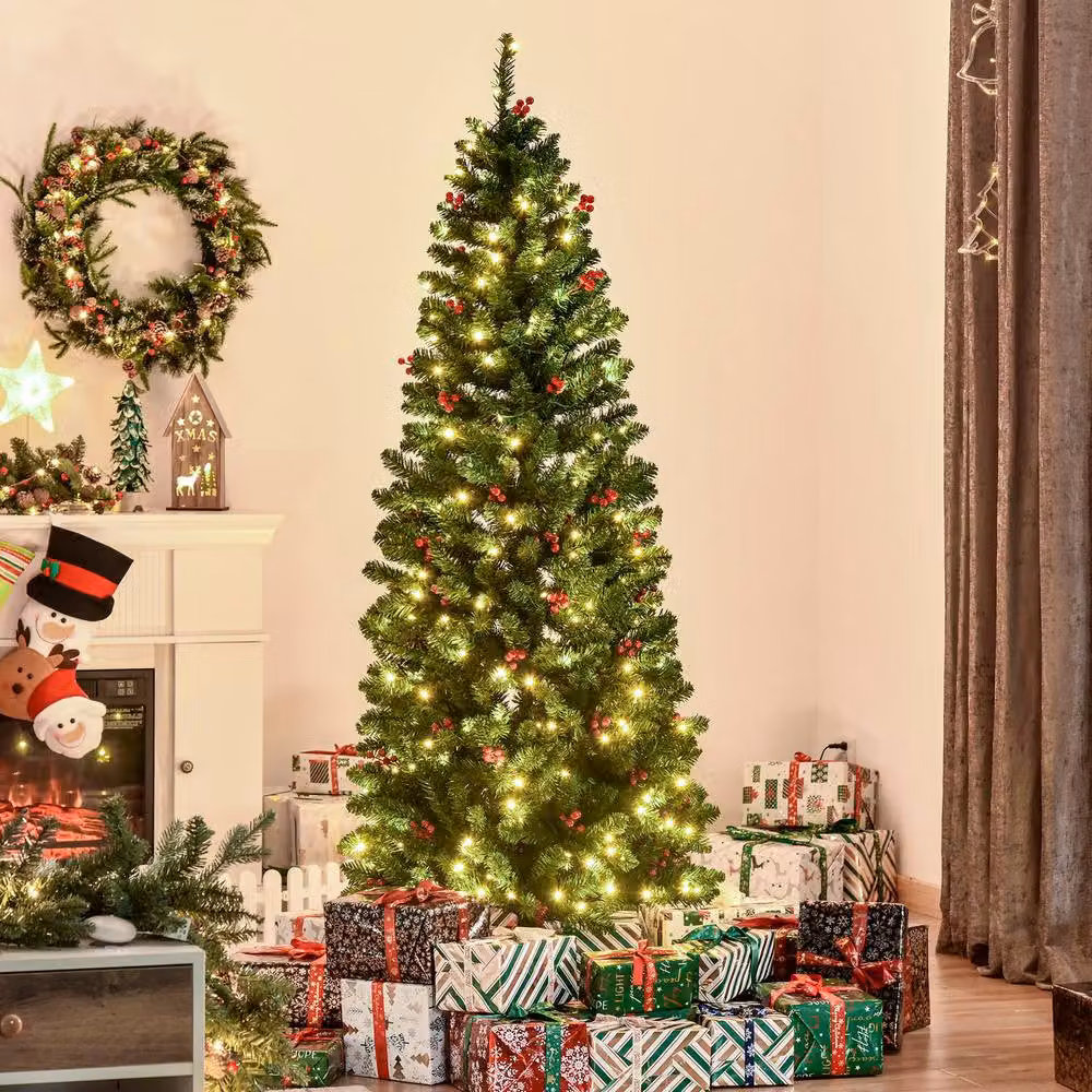 STILVORA 6ft Artificial Christmas Tree with LED Lights in Green – 2