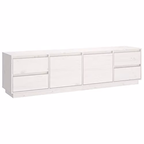 vidaXL White Solid Pine Wood TV Cabinet W: 176 cm, D: 37 cm, H: 47.5 cm