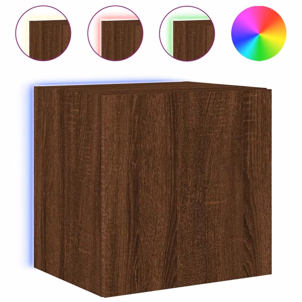 Berkfield Home Modern Wall Mounted TV Cabinets with Integrated LED Lights, Brown Oak, 2 Pack, W/D/H: 40.5 x 35 x 40.5 cm – 5