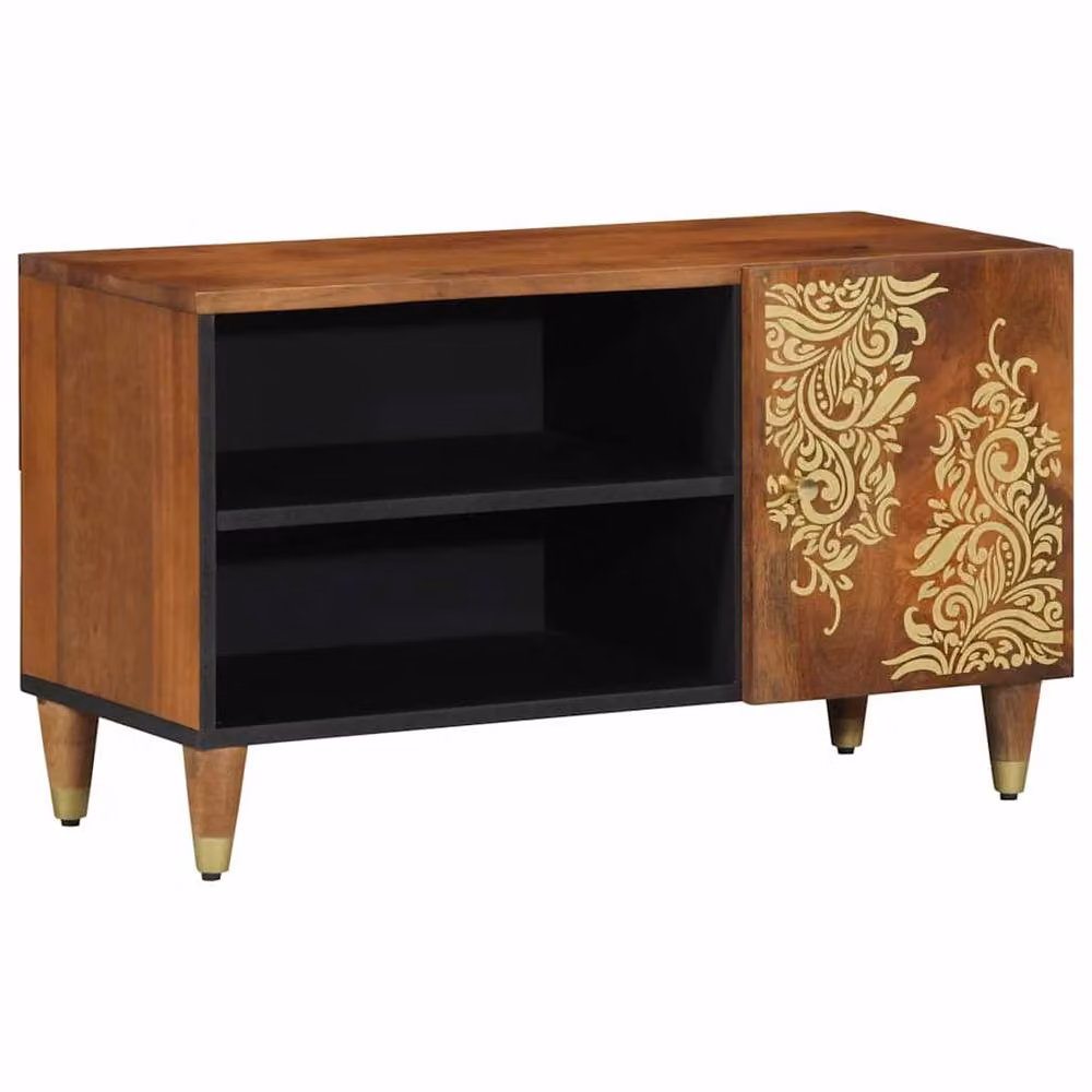 Berkfield Home TV Cabinet in Honey Brown Solid Mango Wood and Engineered Wood – 2