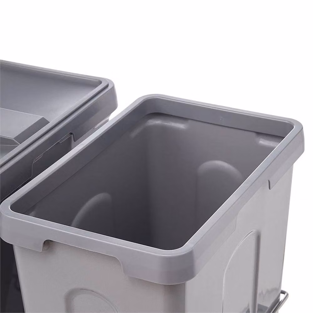 KORVIXA Soft Close Pull Out Kitchen Recycling Bin, Grey, W/D/H: 100 x 100 x 49 cm – 2