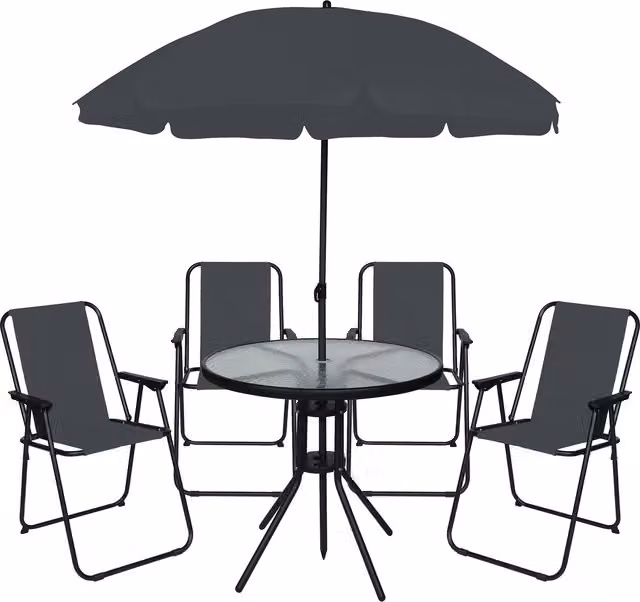 OHS 6 Piece Modern Grey Metal Garden Patio Dining Set