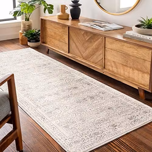 Livabliss Roma Vintage Boho Rug in Grey, Cream and Blue, W: 80 cm x L: 150 cm