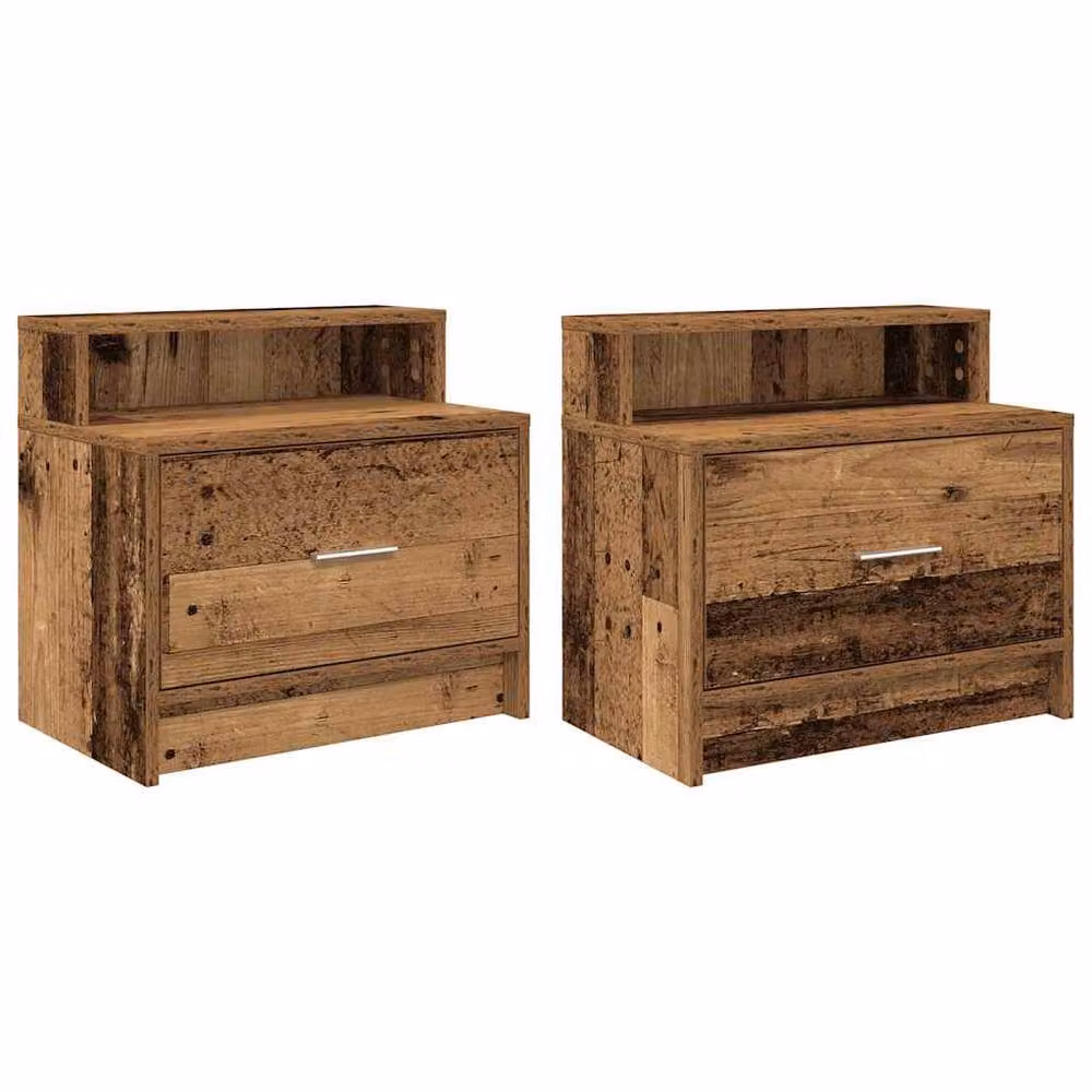 Berkfield Home Durable Bedside Cabinets with Drawer, 2 Pack, Brown Old Wood, W: 51 cm, D: 31 cm, H: 47 cm – 2