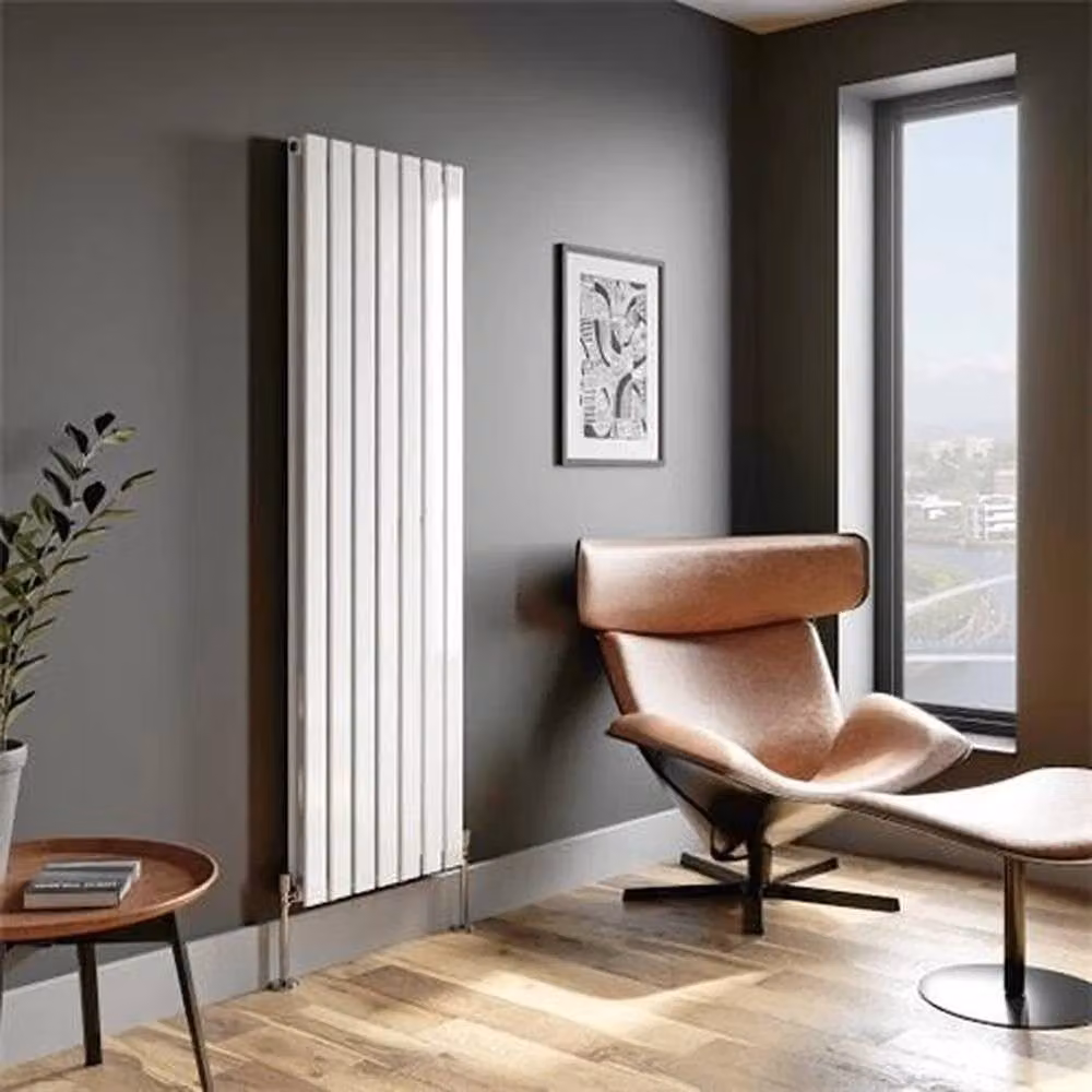 FORGEVIO Vertical Double Flat Panel Designer Radiator in White – 2