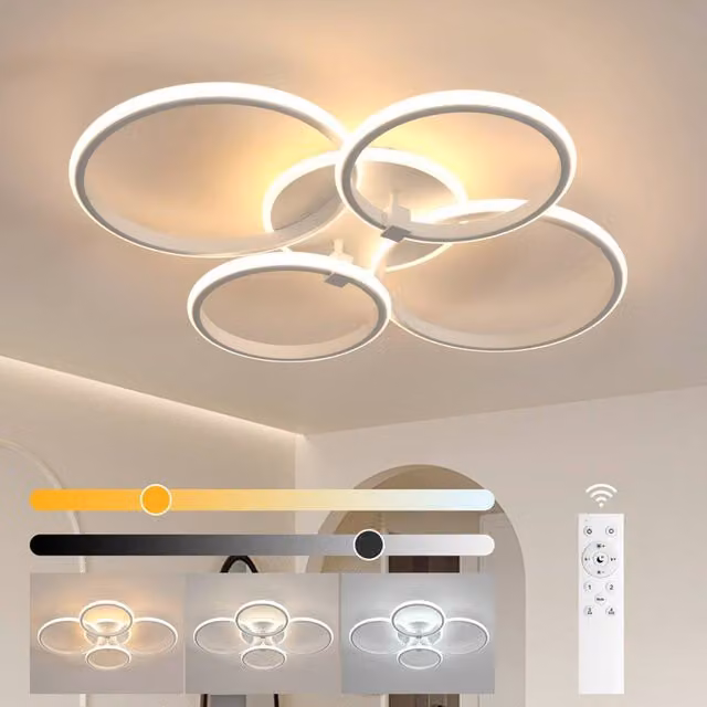COMELY Modern 4 Ring LED Dimmable Ceiling Light, White, 39W