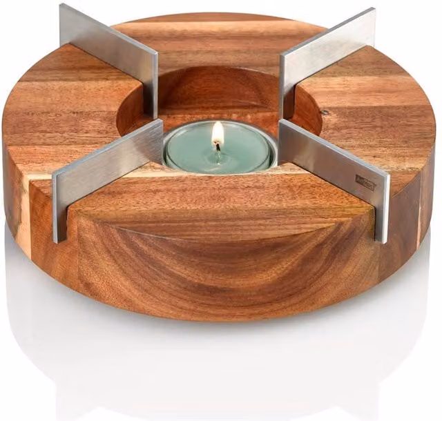 AdHoc Tuto Acacia Wood Teapot and Food Warmer, Brown, Diameter: 16 cm – 1
