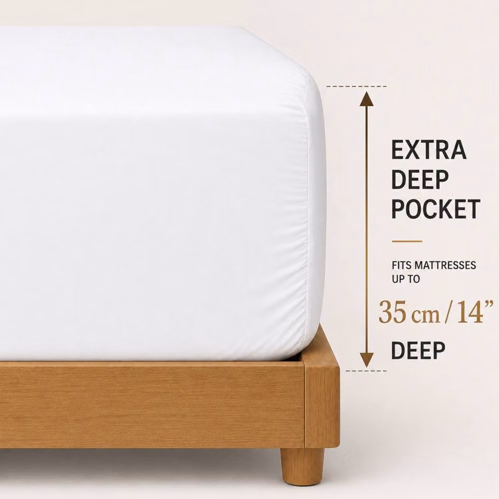 Pamposh 1000TC White Cotton Mako Satin Duvet Cover and Fitted Sheet Set – 3
