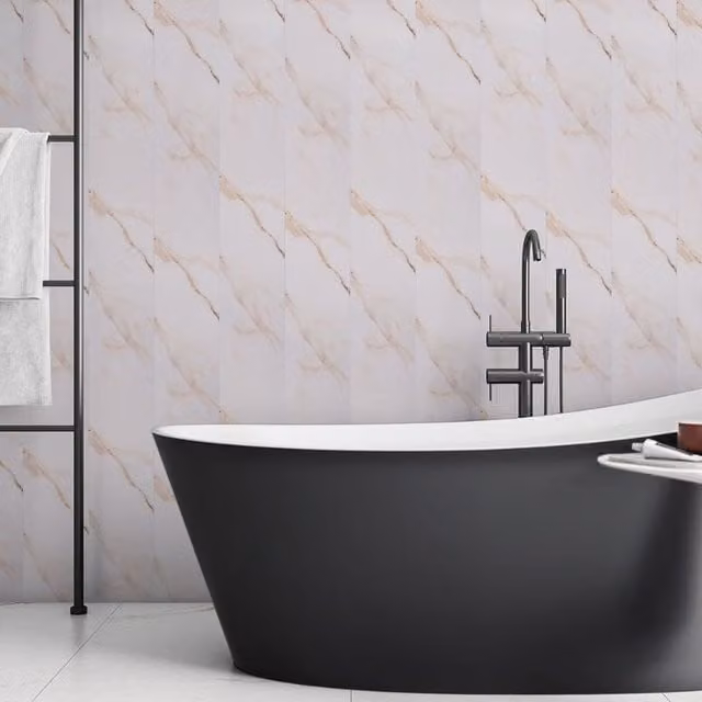 Guardian Bronze Carrara Marble Look Internal Wall Panel, Pack of 4, W: 25 cm, H: 260 cm, D: 0.75 cm