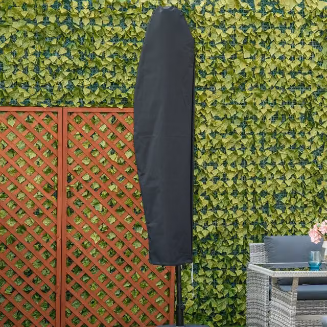 Outsunny Dark Grey Polyester Parasol Cover for Patio Cantilever Umbrellas