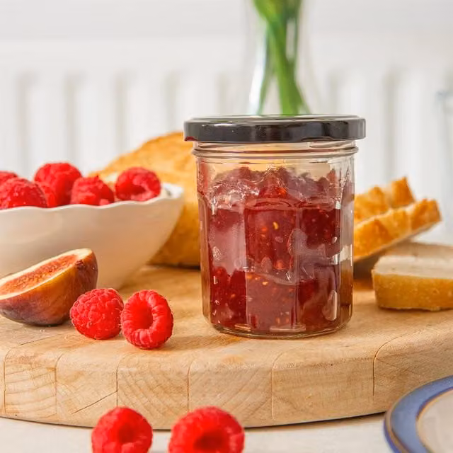Argon Tableware Black Glass Jam Jars with Screw Lids, 150 ml, Pack of 24