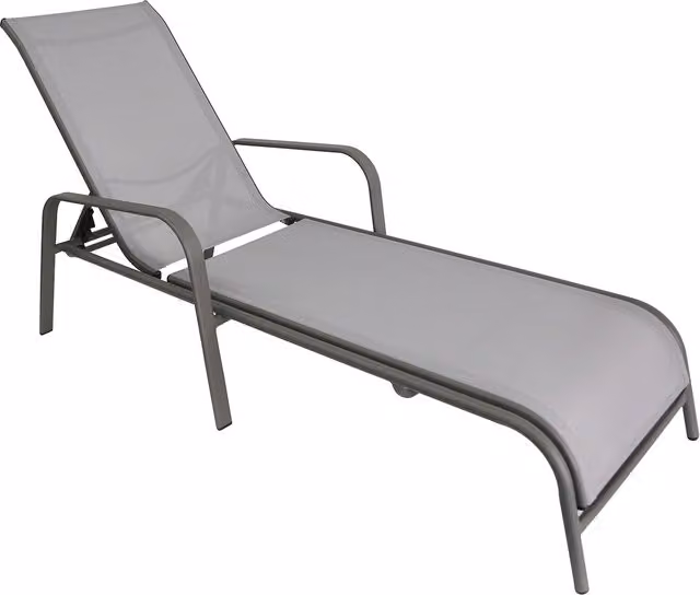 Outdoor Essentials Hawaii Sun Lounger in Grey with Powder Coated Steel Frame and Textilene Fabric