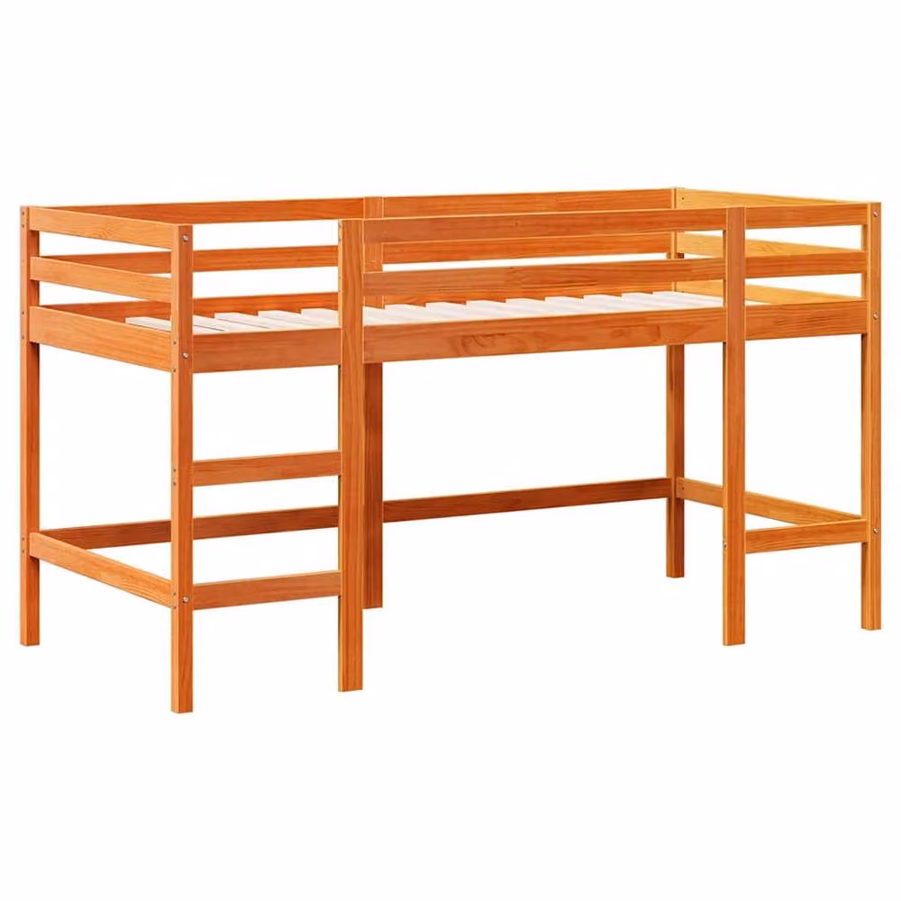 Berkfield Home Kids Loft Bed in Waxed Brown Solid Pine with Ladder, W/D/H: 200 x 80 x 166.5 cm – 3