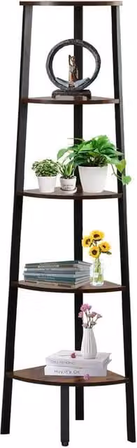 Nordara Black Corner Ladder Shelf Multipurpose Storage Plant Stand