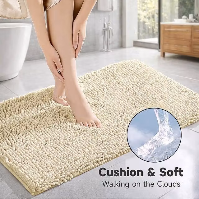 YnysTec Non-slip Water-absorbent Bathroom Mat and Hallway Rug in Beige, W 60 cm x D 90 cm – 1