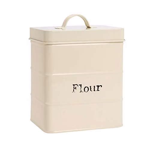 Harbour Housewares Airtight Metal Flour Storage Canister in Beige