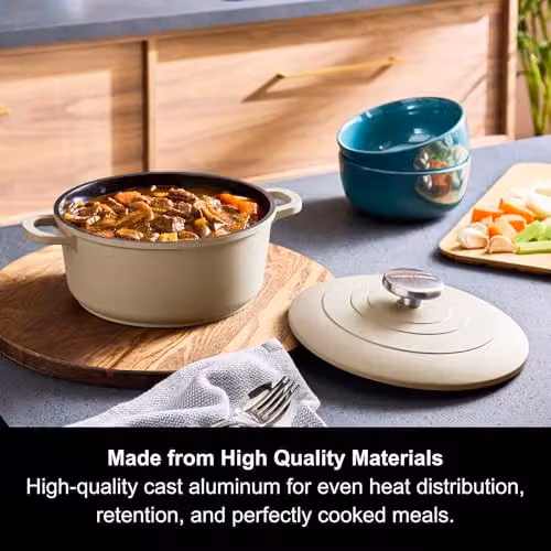Morphy Richards Cast Aluminium Casserole with Ceramic Non-Stick Coating, 2.3 l, Beige, Oven Safe – 3