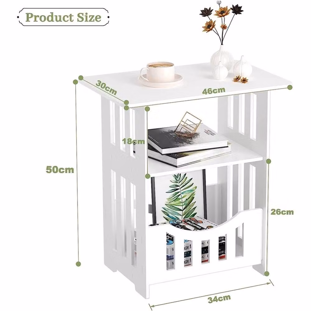 EONLION Square46 White Bedside Table with Drawer Cabinet – 2