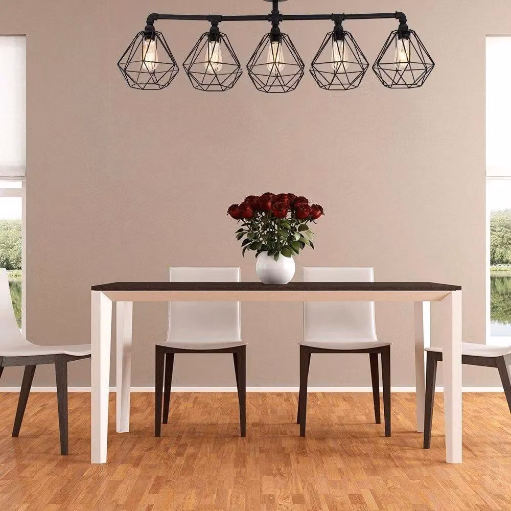 ValueLights Luiggi Black Metal Industrial Ceiling Bar Light – 3