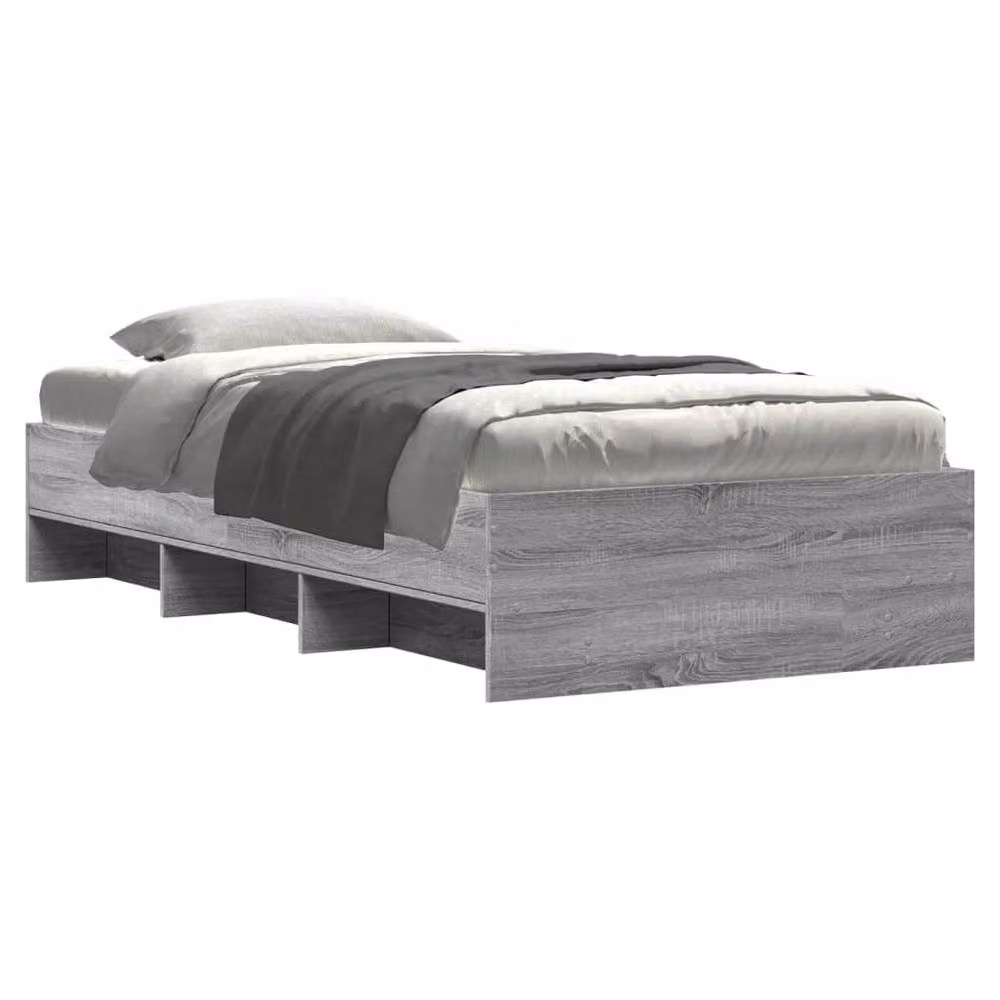 Berkfield Home Grey Sonoma Bed Frame with Side Compartments, W/D/H: 100 x 200 x 35 cm – 3